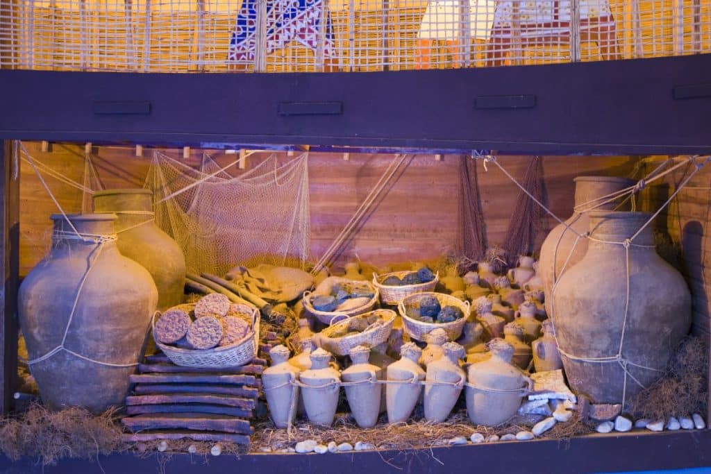 Uluburun shipwreck replica on land